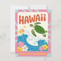 Hawaii USA Retro Sea Turtle Hibiscus Mahalo
