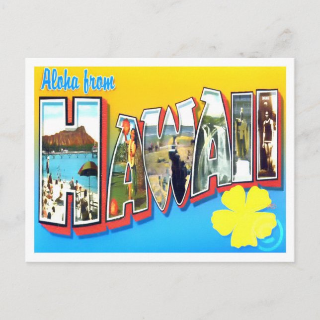 Carte postale Hawaii Vintage Big Letters (Devant)