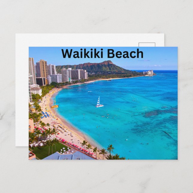 Carte Postale Hawaii Waikiki Beach (Devant / Derrière)