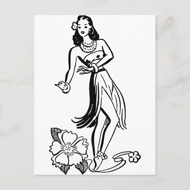 Carte Postale Hawaiian Hula Girl (Devant)