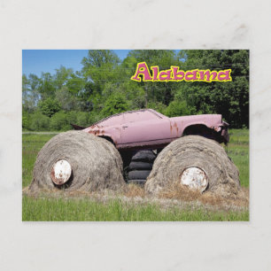Carte Postale Hay Bale Art - Camion Monster Rose