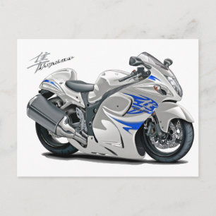 Carte Postale Hayabusa White-Blue Bike