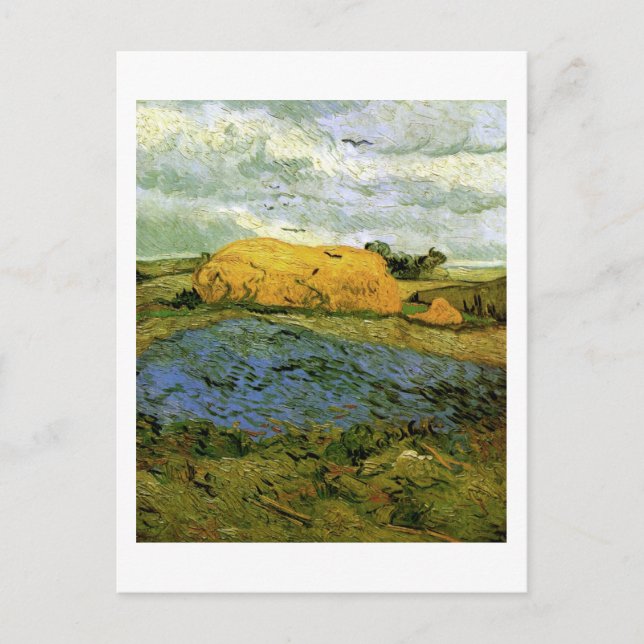 Carte Postale Haystaches sous ciel pluvieux, Vincent van Gogh (Devant)