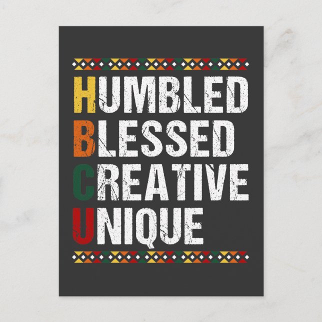 Carte Postale HBCU Fier Noir instruit Étudiant Historique (Devant)