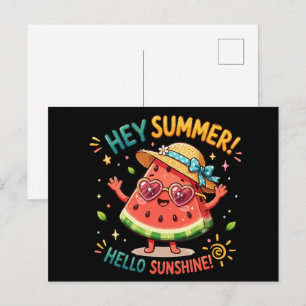Carte Postale Hé été Bonjour Soleil Pastèque