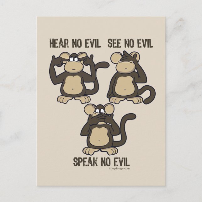Carte Postale Hear No Evil Monkeys - Nouveau (Devant)