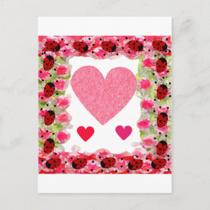 Carte Postale Heart Ladybugs