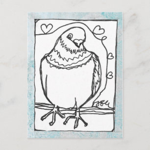 Carte Postale Heart Pigeon - Dessin en ligne conti