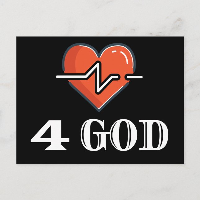 Carte Postale Heartbeat 4 God Red and White (Devant)