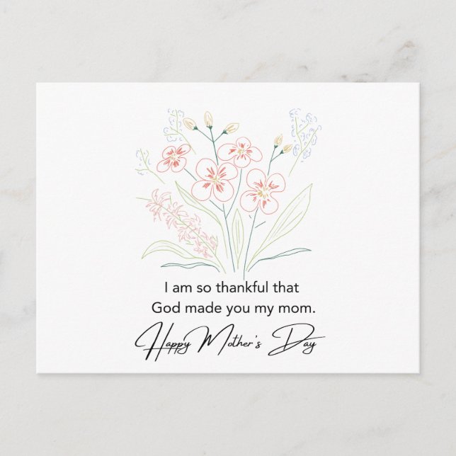 Carte Postale HeartFelt Dit Fleurs de la Fête des Mères Dessin (Devant)