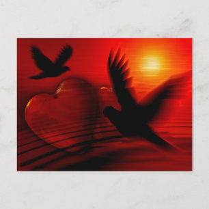 Carte Postale Hearts and Doves Postcard