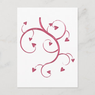 CARTE POSTALE HEARTSWIRL COEURS ROSE VINE SWIRL AMOUR GRAPHIQUE 