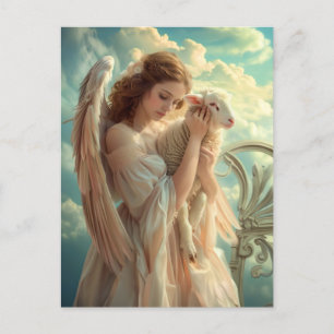 Carte Postale Heavenity Serenity Female Angel avec agneau