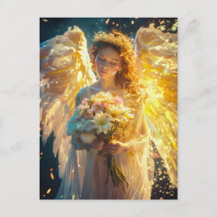 Carte Postale Heavenity Serenity Female Angel avec un Bouquet