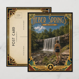 Carte Postale Heber Springs Arkansas Art Déco Vintage Âge d'Or