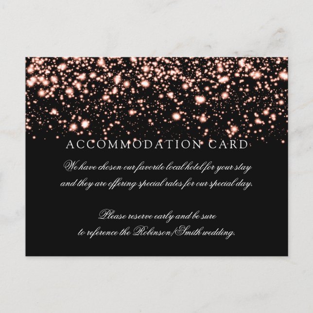 Carte Postale Hébergement élégant Rose Gold Midnight Glam (Devant)