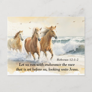 Carte Postale Hébreux 12:1 Courez avec Endurance Bible Horse