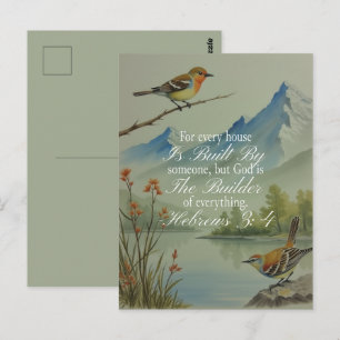 Carte Postale Hébreux 3:4 Dieu le Bâtisseur Écriture Chrétien
