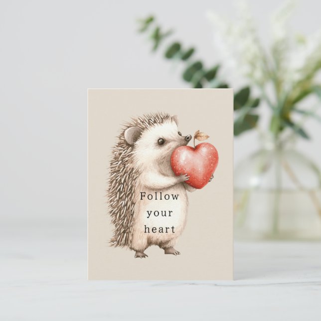 Carte Postale Hedgehog Apple Heart (Debout devant)