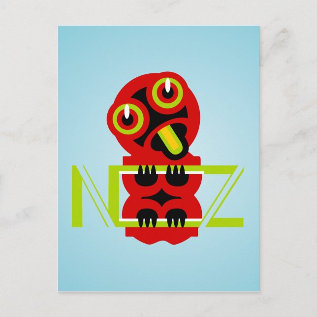 Carte Postale Hei Tiki Maori Design NZ Texte Art (Devant)