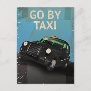 Carte Postale Hélez un taxi ! Affiche vintage.