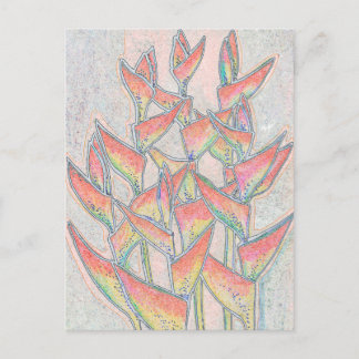 Carte Postale Heliconia Rostrata Fleurs tropicales Art Floral