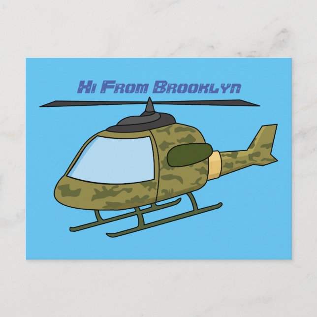 Carte Postale Hélicoptère de camouflage de l'armée mignon dessin (Devant)