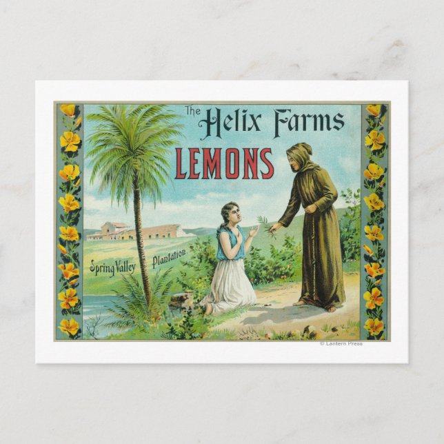Carte Postale Helix Farms Lemon LabelSan Diego, CA (Devant)