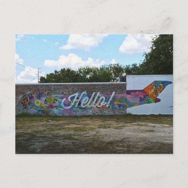 Carte Postale Hello Art Wall à Austin, Texas Postcard (Devant)