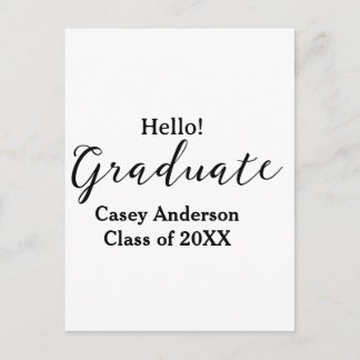 Carte Postale Hello graduate class of 20XX name congrats stylish
