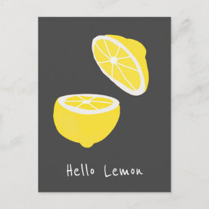 Carte Postale Hello Lemon jaune moderne fruit