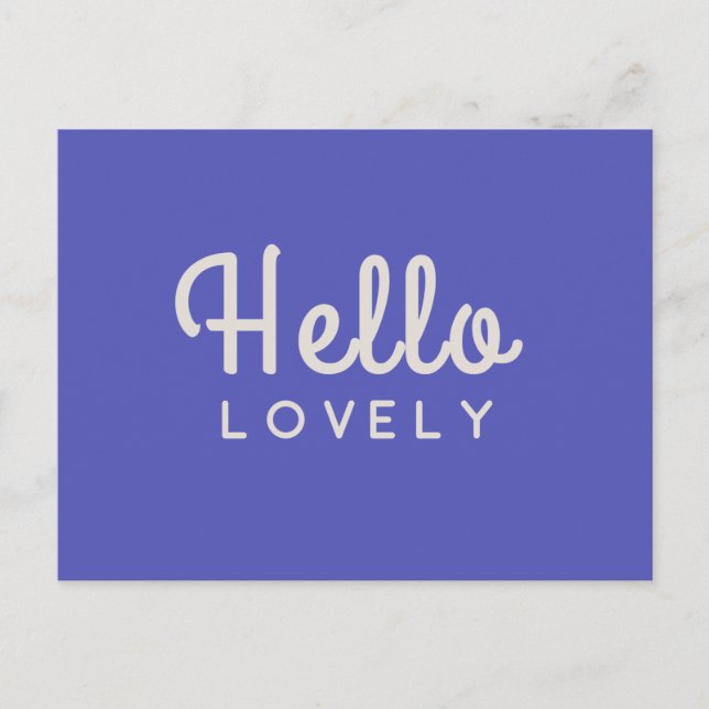 Carte Postale Hello Lovely | Moderne Blue Stylish tendance Retro (Devant)