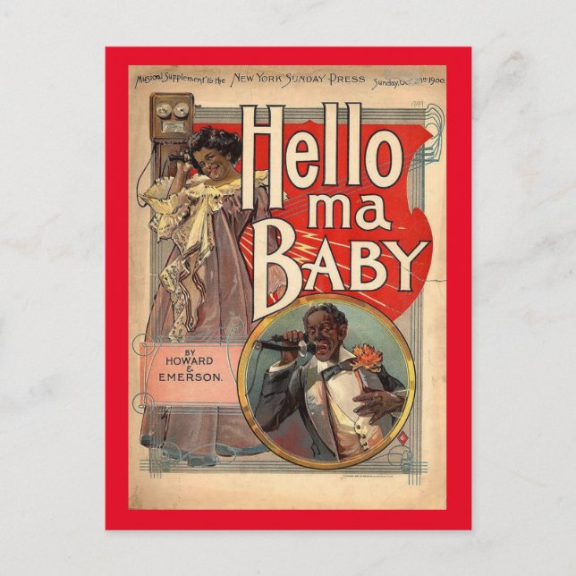 Carte Postale Hello ma Baby, Sheet Music 1900 Vintage (Devant)