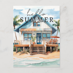 Carte Postale Hello Summer Watercolor Beach House Realty