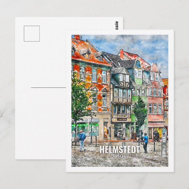 Carte Postale Helmstedt Allemagne Fameux Travel Place Aquarelle (Devant / Derrière)
