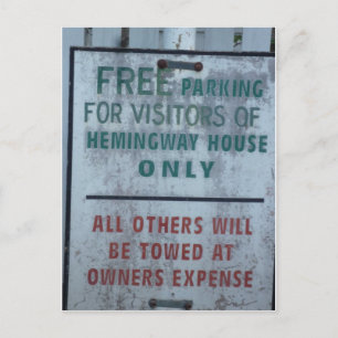 Carte Postale Hemingway House visiteur Parking panneau