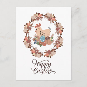 Carte Postale Hen et oeufs de Pâques Joyeux Pâques