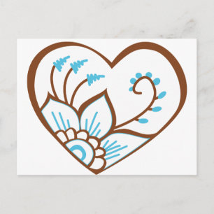 Carte Postale Henna Heart Blue