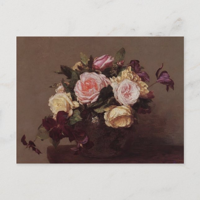 Carte Postale Henri Fantin-Latour - Roses et Clematis (Devant)