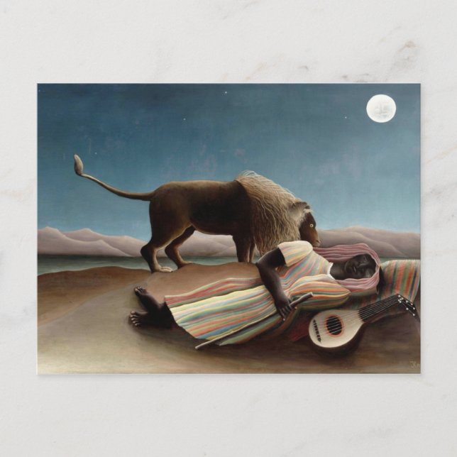 Carte Postale Henri Rousseau art : Tsigane endormie (Devant)
