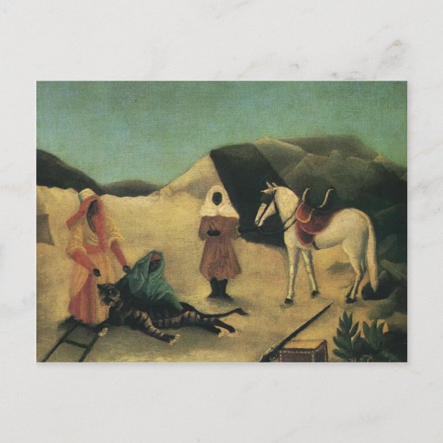 Carte Postale Henri Rousseau - La chasse au tigre (Devant)