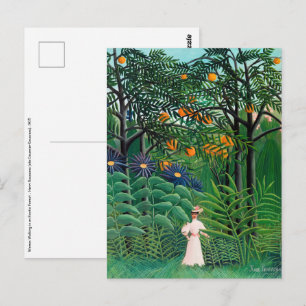 Carte Postale Henri Rousseau - Une femme marche dans une forêt e