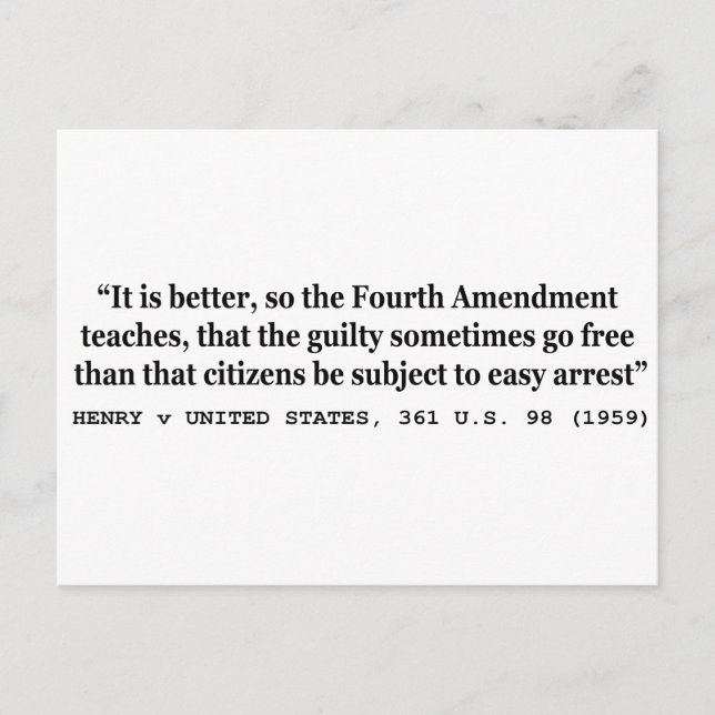 Carte Postale HENRY/ÉTATS-UNIS 361 É.-U. 98 1959 4e amendement (Devant)