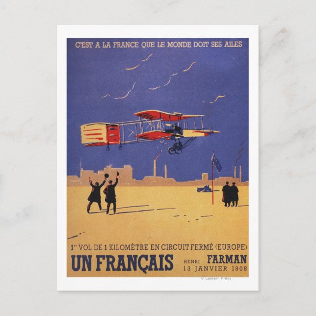 Carte Postale Henry Farman vole à Issy-les-Moulineaux (Devant)
