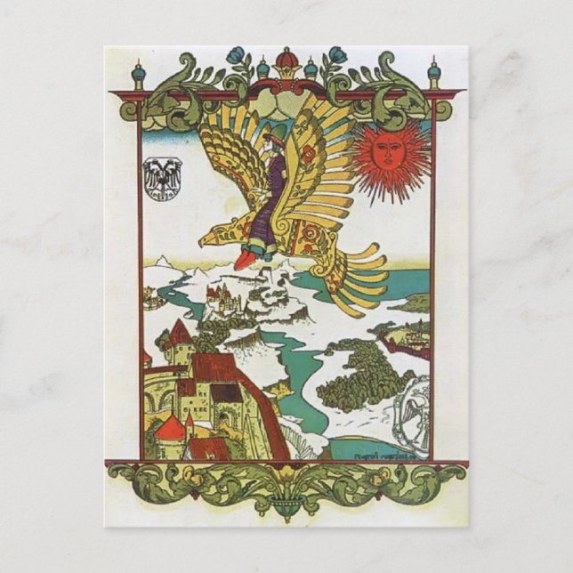Carte Postale Heorhiy Narbut - Illustration de 'Aigle en bois' (Devant)