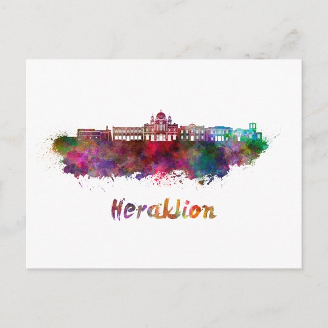 Carte Postale Heraklion skyline in watercolor (Devant)
