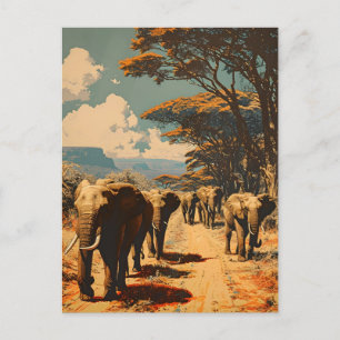 Carte Postale Herbe d'éléphants Vintage