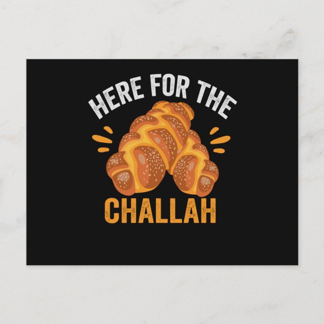 Carte Postale Here For the Challah Funny Jewish Hanukkah Bread (Devant)