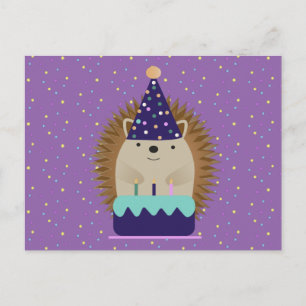 Carte Postale Hérisson de fête mignon