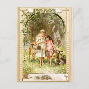 Carte Postale Hermann Vogel - Blanche neige et rouge Rose